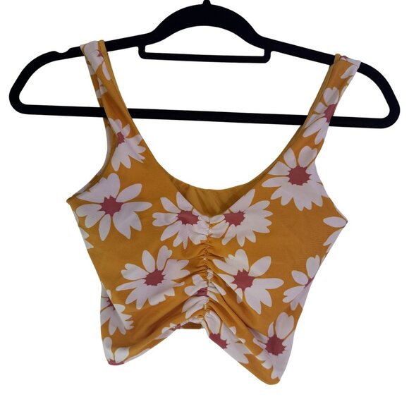 Gilly Hicks Other - Gilly Hicks Swimsuit Top Womens Yellow Floral Crop Lined Padded Swimwear Size XS